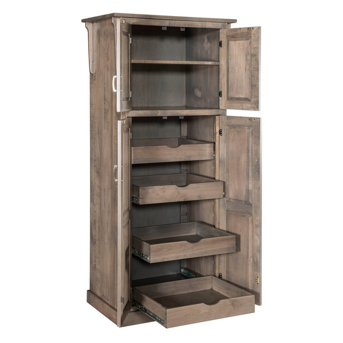 Read more about the article Mission 4 Door Pantry, 32 Inch Width (1 Adj. Shelf, 4 Adj. Roll-outs)